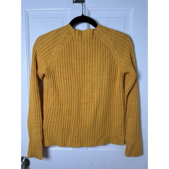GANT Mustard Yellow Cable Knit High Neck Sweater Size Small 100% Cotton - Picture 5 of 9